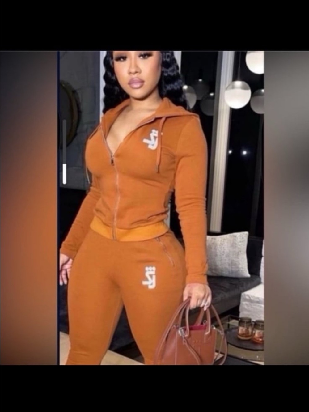 Shane Justin Women's Rust Zip-Up Hoodie & Jogger Set